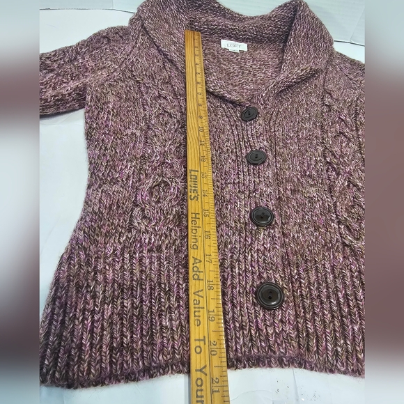 Ann Taylor Marled Purple Button-Up Cardigan - Picture 12 of 16